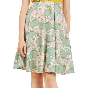 Modcloth Green and Pink Floral Midi Skirt